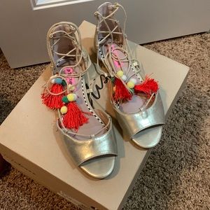 Gold, gladiator tie flats